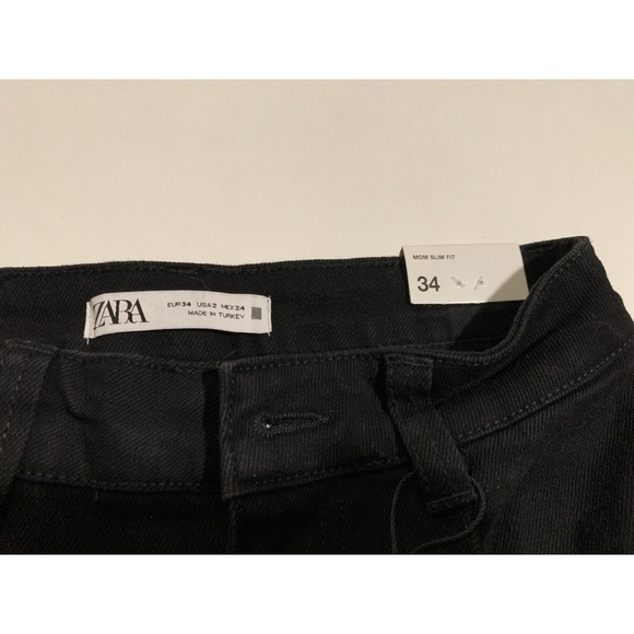 NWOT Zara High Rise Mom Slim Fit Jeans in Black Sz 2 - Picture 9 of 11